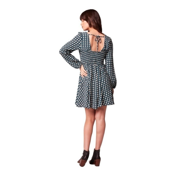 NWT! Band of Gypsies Band of the Free GENEVIEVE TEAL DIAMOND MINI DRESS. Large. - Picture 3 of 9
